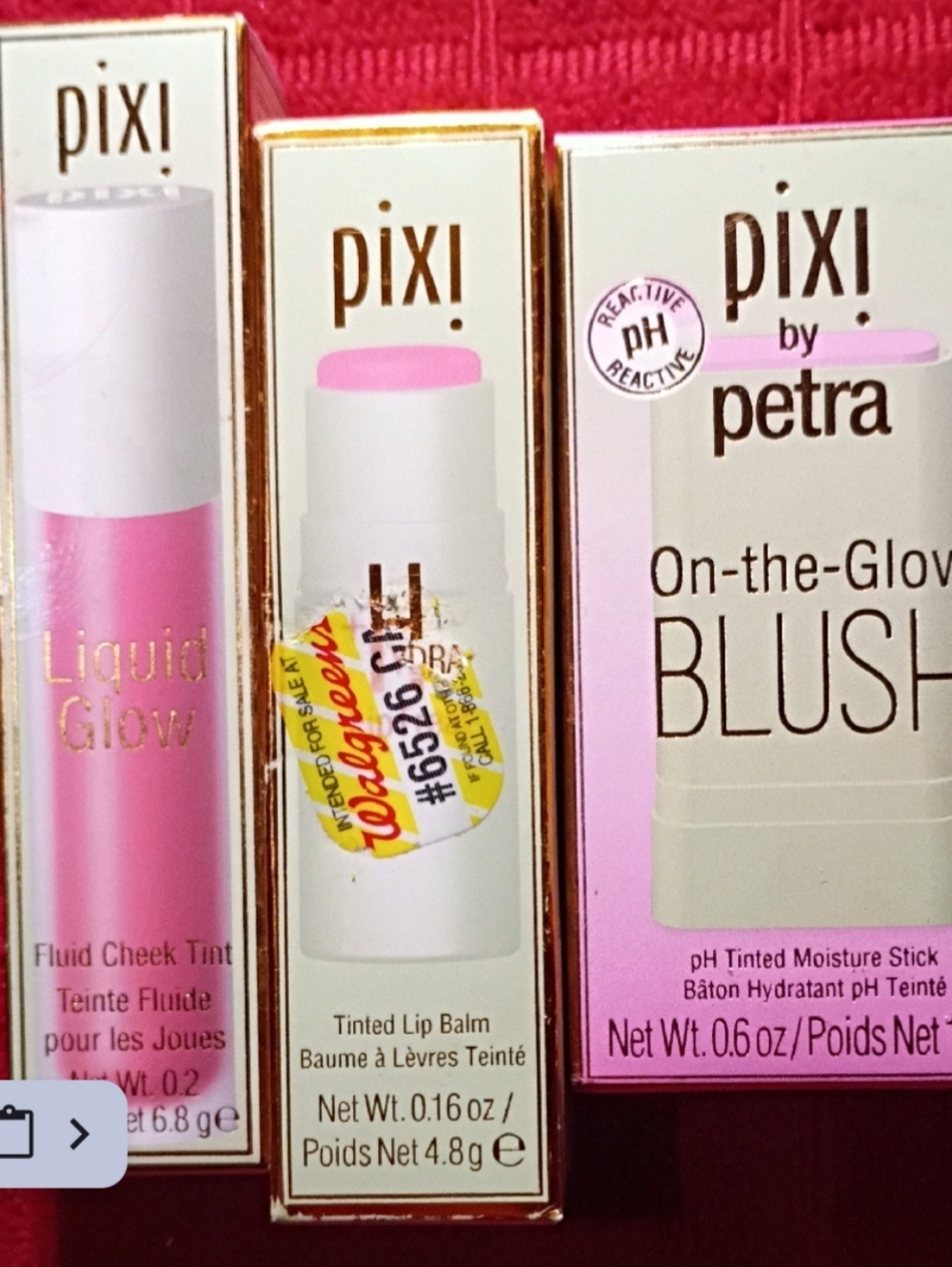 (3) PIXI pH reactive blush, Passion Lip Balm, Peony Cheek Tint
